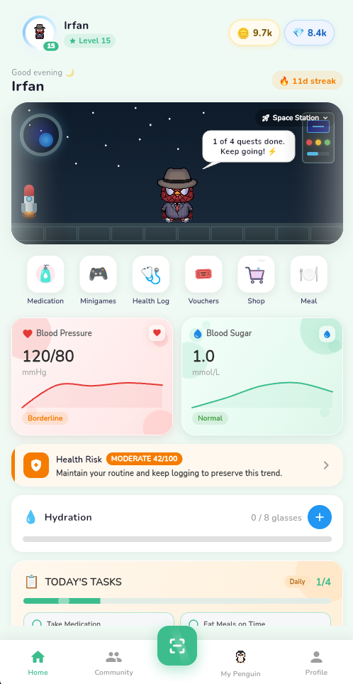 HealthQuest home screen